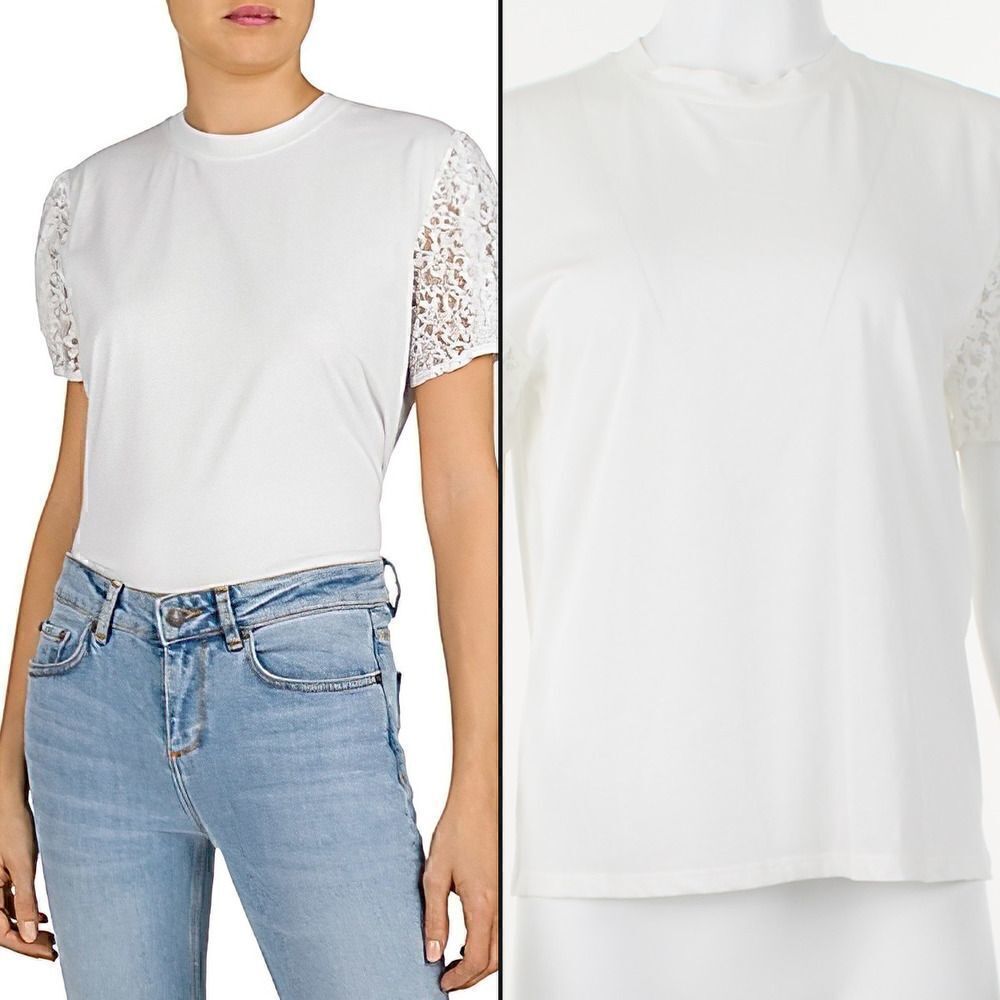 The Kooples Lace-Sleeve T-Shirt
